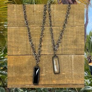 Lula n lee silver Necklace black large penant boho witch